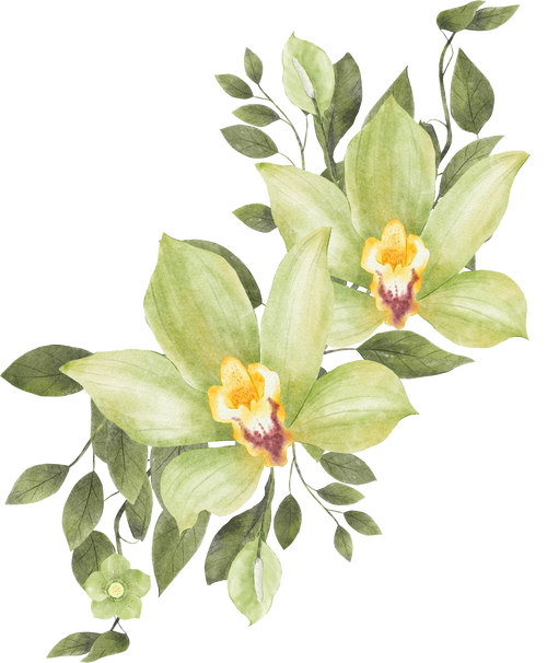 Green Watercolor Flower Bouquet